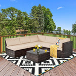  - 6 Pieces Patio Rattan Furniture Set with Cushions and Glass Coffee Table - Outdoor Style Company