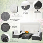  - 6 Pieces Patio Rattan Furniture Set with Retractable Canopy - Outdoor Style Company