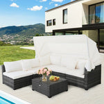  - 6 Pieces Patio Rattan Furniture Set with Retractable Canopy - Outdoor Style Company