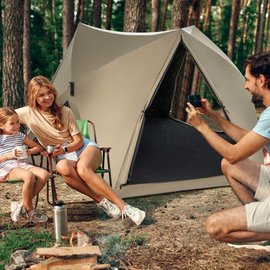  - 6 - Sided Pop - up Family Tent with Rainfly Skylight 3 Doors 3 Windows - Outdoor Style Company