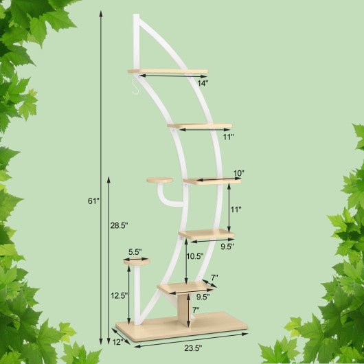  - 6 Tier 9 Potted Metal Plant Stand Holder Display Shelf with Hook - Outdoor Style Company