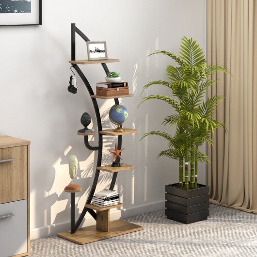  - 6 Tier 9 Potted Metal Plant Stand Holder Display Shelf with Hook - Outdoor Style Company