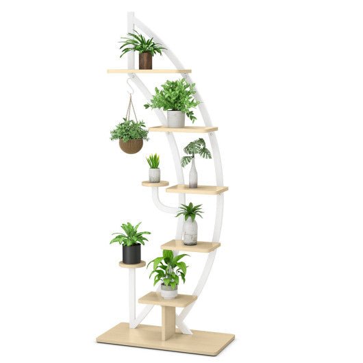  - 6 Tier 9 Potted Metal Plant Stand Holder Display Shelf with Hook - Outdoor Style Company