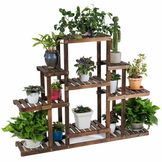  - 6 - Tier Flower Wood Stand Plant Display Rack Storage Shelf - Outdoor Style Company