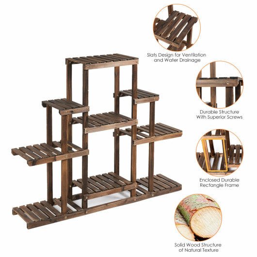  - 6 - Tier Flower Wood Stand Plant Display Rack Storage Shelf - Outdoor Style Company