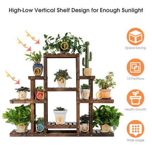  - 6 - Tier Flower Wood Stand Plant Display Rack Storage Shelf - Outdoor Style Company