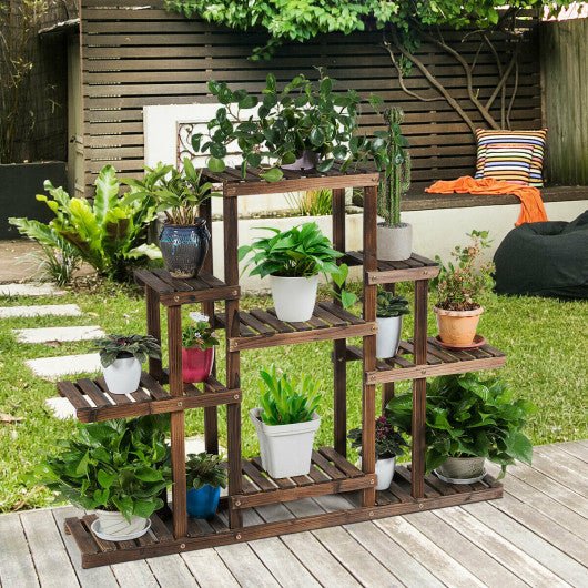  - 6 - Tier Flower Wood Stand Plant Display Rack Storage Shelf - Outdoor Style Company