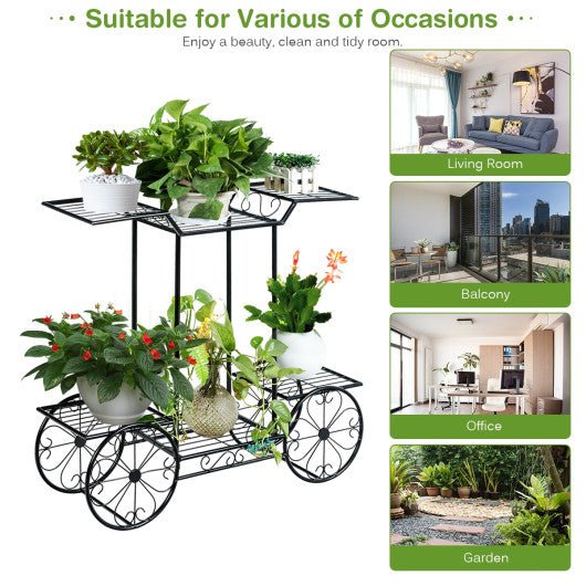  - 6 - Tier Garden Cart Flower Rack Display Decor Pot Plant Holder - Outdoor Style Company