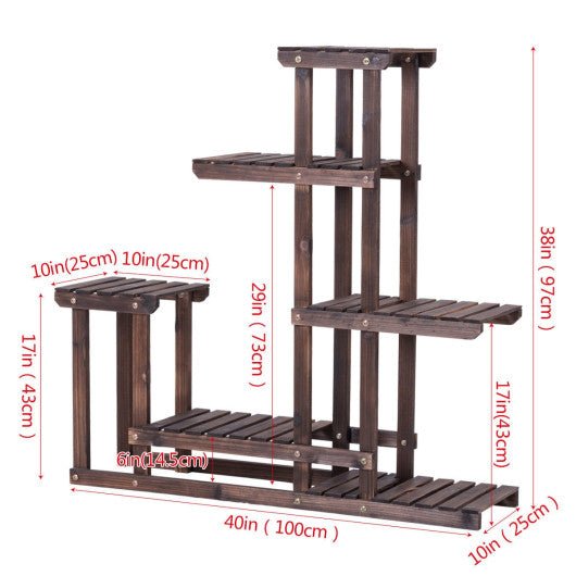  - 6 - Tier Garden Wooden Plant Flower Stand Shelf for Multiple Plants Indoor or Outdoor - Outdoor Style Company