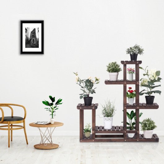  - 6 - Tier Garden Wooden Plant Flower Stand Shelf for Multiple Plants Indoor or Outdoor - Outdoor Style Company