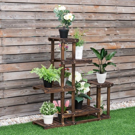  - 6 - Tier Garden Wooden Plant Flower Stand Shelf for Multiple Plants Indoor or Outdoor - Outdoor Style Company