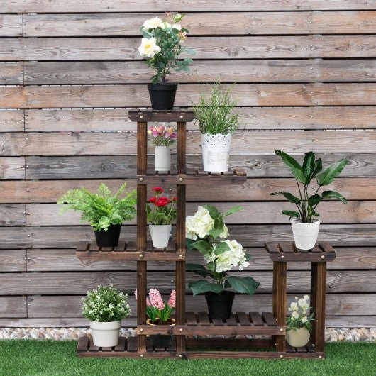  - 6 - Tier Garden Wooden Plant Flower Stand Shelf for Multiple Plants Indoor or Outdoor - Outdoor Style Company