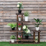  - 6 - Tier Garden Wooden Plant Flower Stand Shelf for Multiple Plants Indoor or Outdoor - Outdoor Style Company