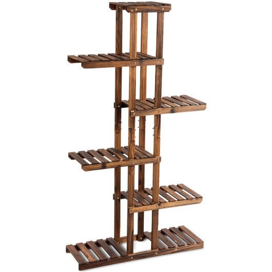  - 6 Tier Garden Wooden Shelf Storage Plant Rack Stand - Outdoor Style Company