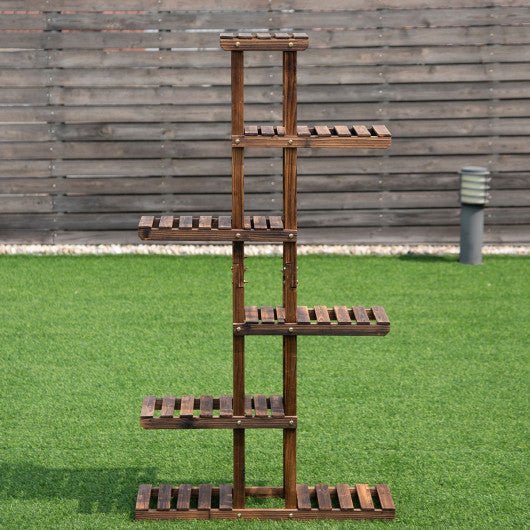  - 6 Tier Garden Wooden Shelf Storage Plant Rack Stand - Outdoor Style Company