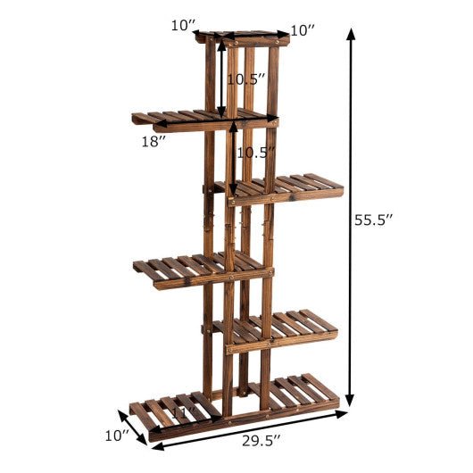  - 6 Tier Garden Wooden Shelf Storage Plant Rack Stand - Outdoor Style Company