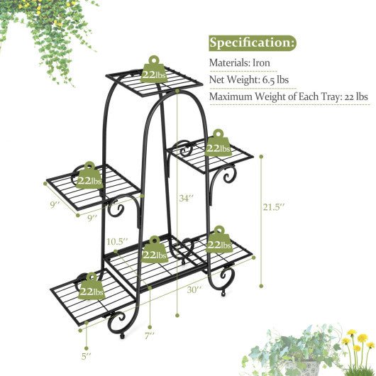  - 6 - Tier Plant Stand with Adjustable Foot Pads - Outdoor Style Company