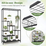  - 6 - Tier Tall Plant Stand 71 Inch Metal Indoor Plant Shelf with 10 Hanging Hooks - Outdoor Style Company