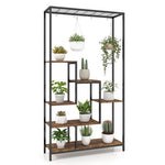  - 6 - Tier Tall Plant Stand 71 Inch Metal Indoor Plant Shelf with 10 Hanging Hooks - Outdoor Style Company