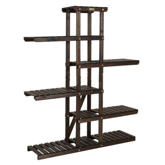  - 6 Tier Wood Plant Stand with Vertical Shelf Flower Display Rack Holder - Outdoor Style Company