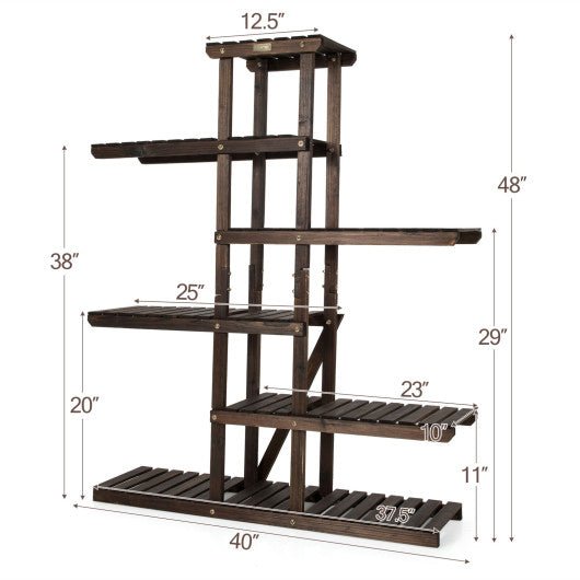  - 6 Tier Wood Plant Stand with Vertical Shelf Flower Display Rack Holder - Outdoor Style Company