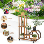  - 6 - Tier Wooden Plant Stand with Wheels - Outdoor Style Company