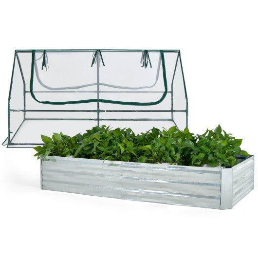  - 6 x 3 x 3 Feet Galvanized Raised Garden Bed with Greenhouse - Outdoor Style Company