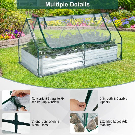  - 6 x 3 x 3 Feet Galvanized Raised Garden Bed with Greenhouse - Outdoor Style Company