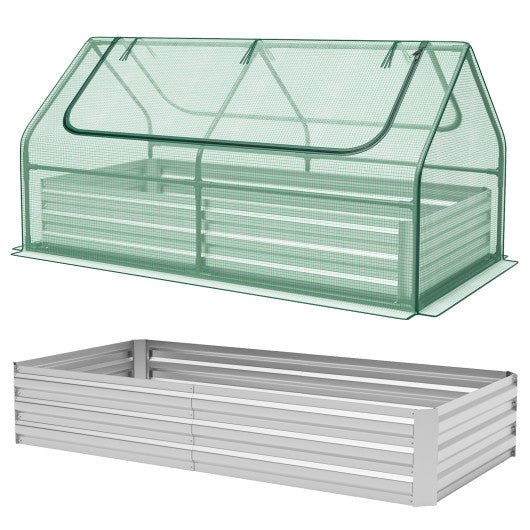  - 6 x 3 x 3 Feet Galvanized Raised Garden Bed with Greenhouse - Outdoor Style Company