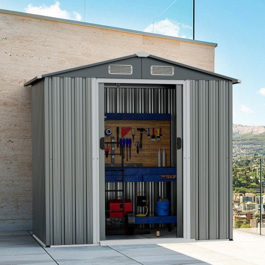  - 6 x 4 Feet Galvanized Steel Storage Shed with Lockable Sliding Doors - Outdoor Style Company