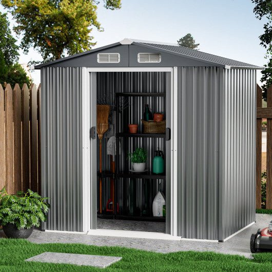  - 6 x 4 Feet Galvanized Steel Storage Shed with Lockable Sliding Doors - Outdoor Style Company