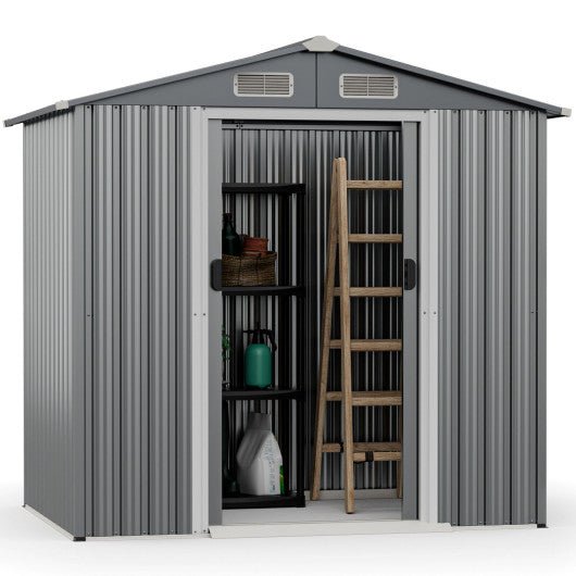  - 6 x 4 Feet Galvanized Steel Storage Shed with Lockable Sliding Doors - Outdoor Style Company