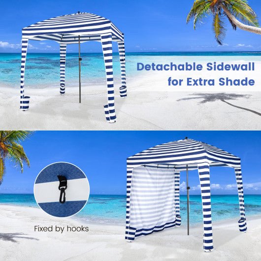  - 6 x 6 Feet Foldable Beach Cabana Tent with Carrying Bag and Detachable Sidewall - Outdoor Style Company