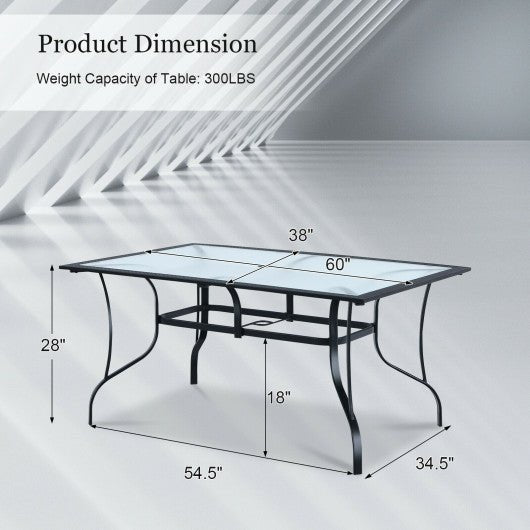  - 60 x 38 Inch Rectangular Patio Dining Table with 1.6 Inch Umbrella Hole - Outdoor Style Company