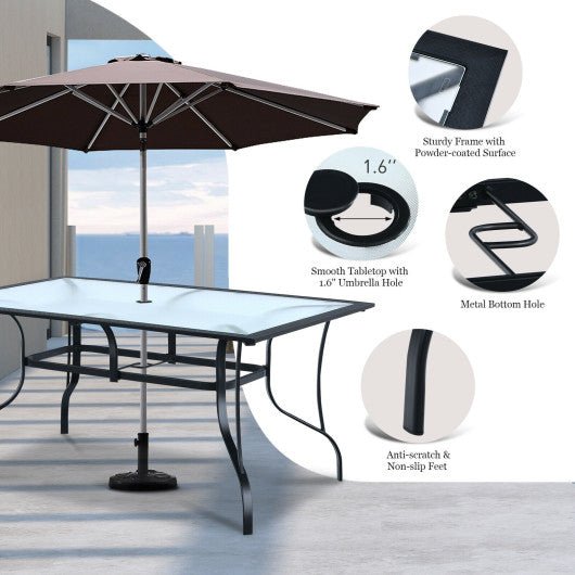  - 60 x 38 Inch Rectangular Patio Dining Table with 1.6 Inch Umbrella Hole - Outdoor Style Company