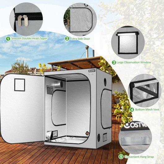  - 60 x 60 x 80 Inch Grow Tent High Reflective Mylar with Observation Window - Outdoor Style Company