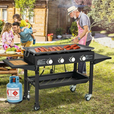  - 60000BTU 4 Burner Foldable Outdoor Propane Gas Grill with Wheels - Outdoor Style Company