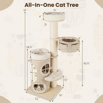  - 61 Inches Cat Tree for Indoor Cats with 2 - stoery Condo and Top Perch - Outdoor Style Company