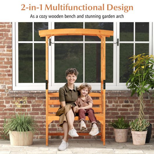  - 6.2 Feet Tall Patio Garden Arbor with Pergola and 2 - Seat Bench for Garden Lawn Backyard Decoration - Outdoor Style Company