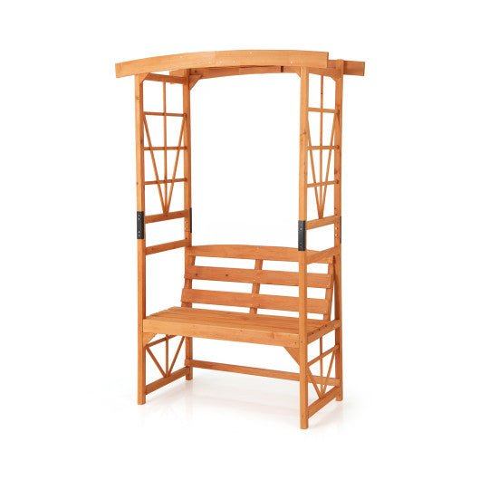  - 6.2 Feet Tall Patio Garden Arbor with Pergola and 2 - Seat Bench for Garden Lawn Backyard Decoration - Outdoor Style Company