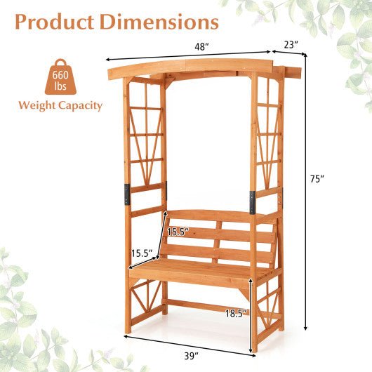  - 6.2 Feet Tall Patio Garden Arbor with Pergola and 2 - Seat Bench for Garden Lawn Backyard Decoration - Outdoor Style Company