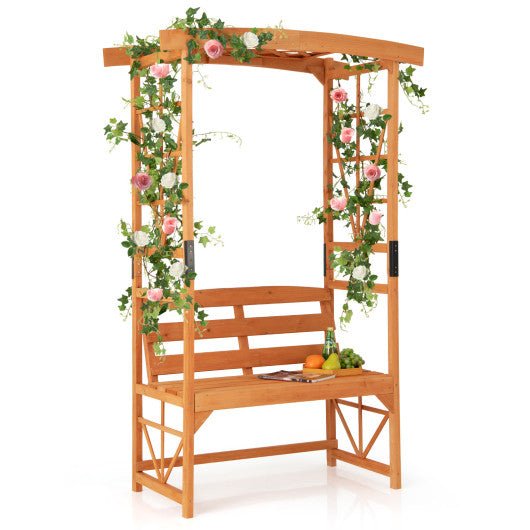  - 6.2 Feet Tall Patio Garden Arbor with Pergola and 2 - Seat Bench for Garden Lawn Backyard Decoration - Outdoor Style Company