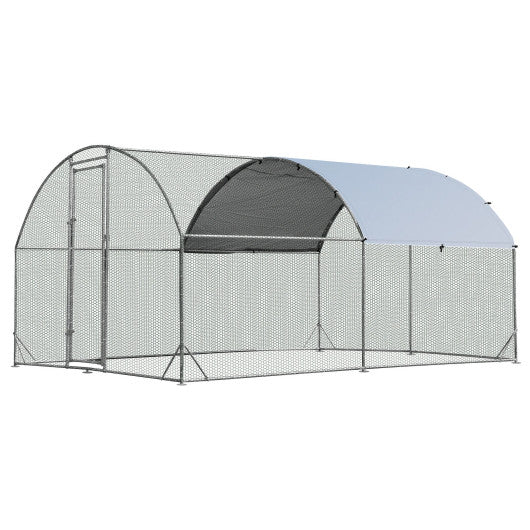  - 6.2 Feet/12.5 Feet/19 FeetLarge Metal Chicken Coop Outdoor Galvanized Dome Cage with Cover - Outdoor Style Company