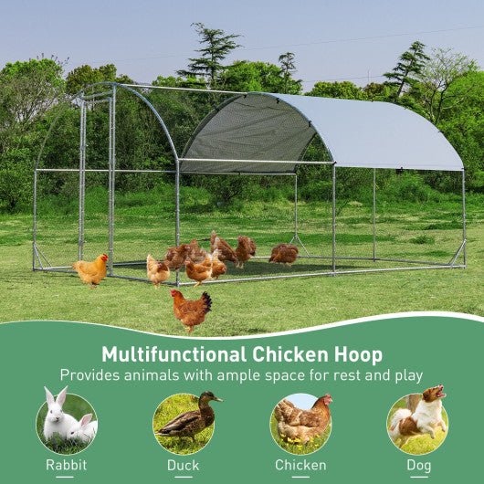  - 6.2 Feet/12.5 Feet/19 FeetLarge Metal Chicken Coop Outdoor Galvanized Dome Cage with Cover - Outdoor Style Company