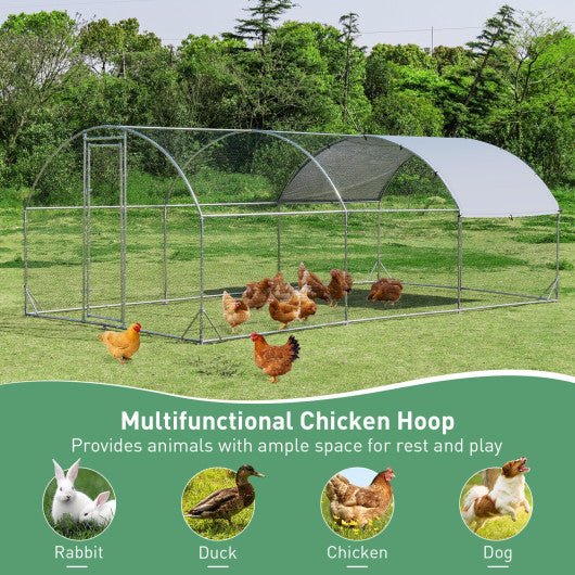  - 6.2 Feet/12.5 Feet/19 FeetLarge Metal Chicken Coop Outdoor Galvanized Dome Cage with Cover - Outdoor Style Company