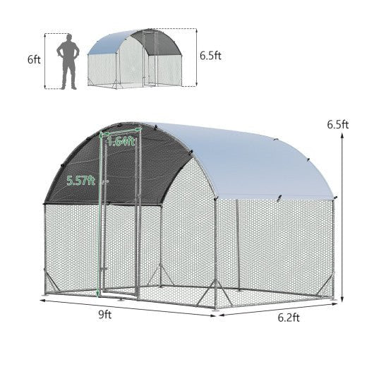  - 6.2 Feet/12.5 Feet/19 FeetLarge Metal Chicken Coop Outdoor Galvanized Dome Cage with Cover - Outdoor Style Company