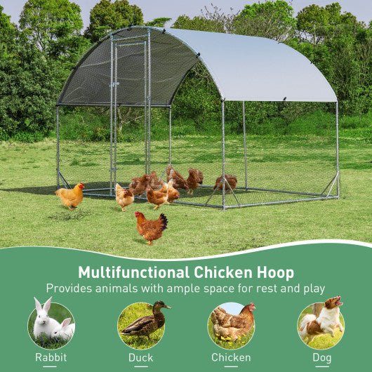  - 6.2 Feet/12.5 Feet/19 FeetLarge Metal Chicken Coop Outdoor Galvanized Dome Cage with Cover - Outdoor Style Company