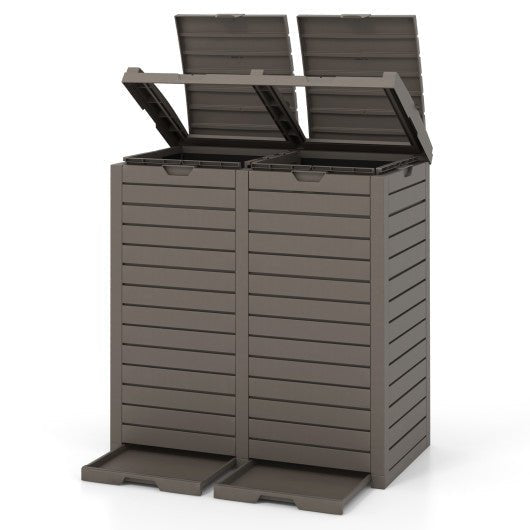  - 62 Gallon Outdoor Trash Can Waterproof Double Bin with Tiered Lid and Drip Tray - Outdoor Style Company