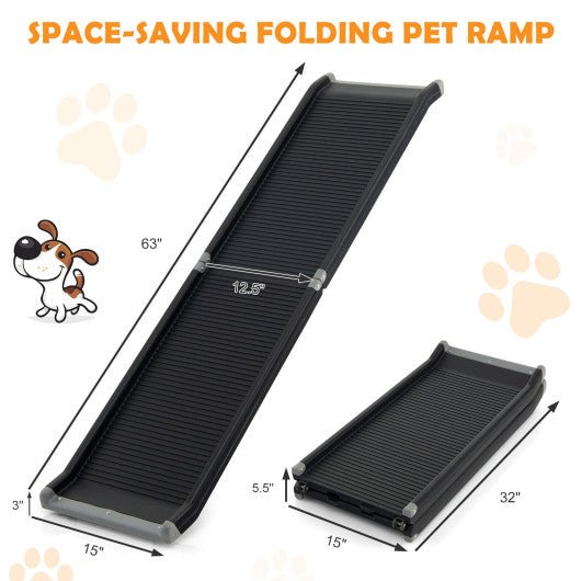  - 63 Feet Upgrade Folding Pet Ramp Portable Dog Ramp with Steel Frame - Outdoor Style Company