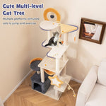  - 63 Inch Multi - level Cat Tower with Scratching Board and Toys - Outdoor Style Company